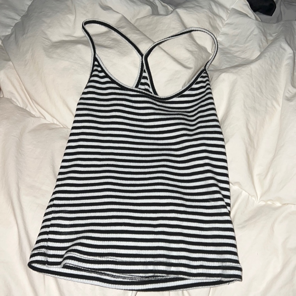 t-back  black and white striped tank top
